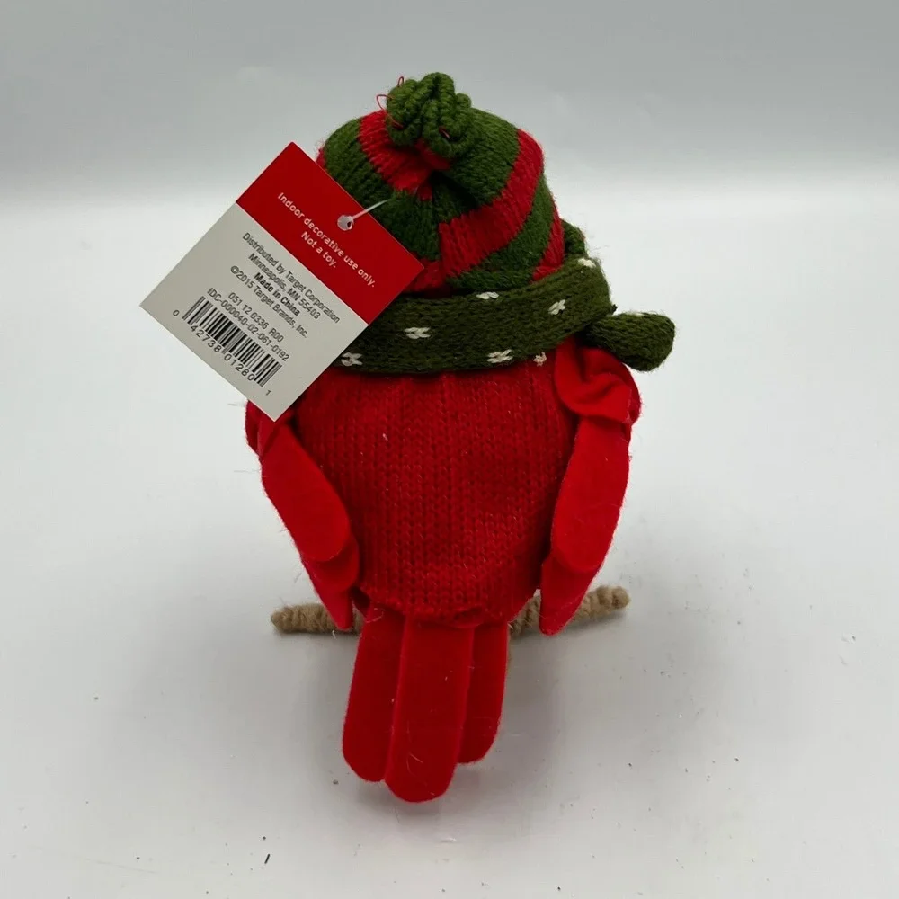 Target Wondershop Christmas Bird Ornament Red Green Beanie Scarf 2015 NWT